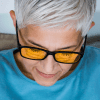 Woman with Blue Light Filter Glasses